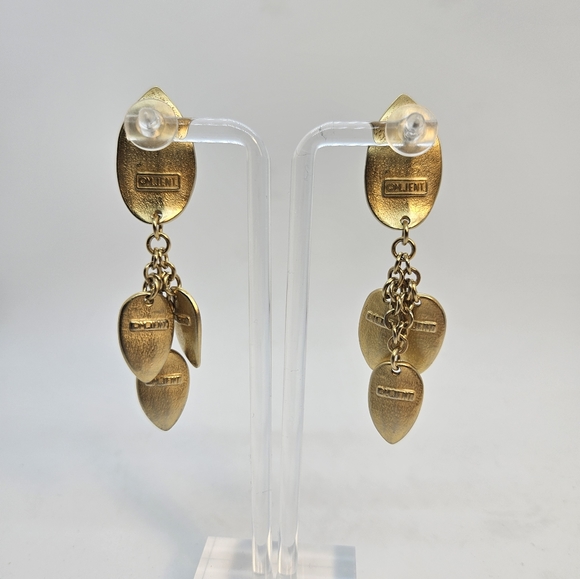 M Jent Vintage Gold Leaf Statement Earrings - Picture 7 of 7